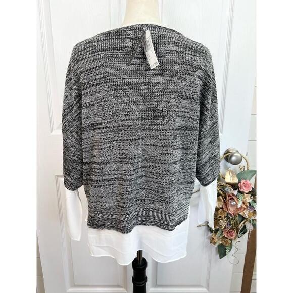 CHELSEA & THEODORE Womens Sweater Size L Grey Marl Layered Scoop Neck - Picture 7 of 10